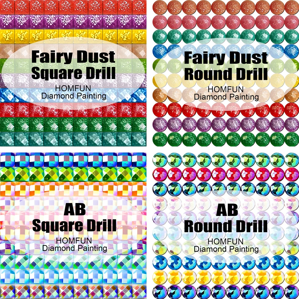 HOMFUN Fairy Dust AB Diy Full Square Round Drill 5D Diamond Painting Diamond ricamo \