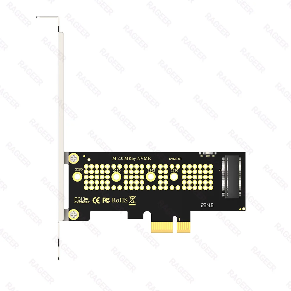 

RAGEER PCIE to NVMe X1/X4 Adapter Card 16Gbps PCIe Express 4.0/3.0 to M.2 2280/60/42/30 SSD Converter with Metal Profile Bracket