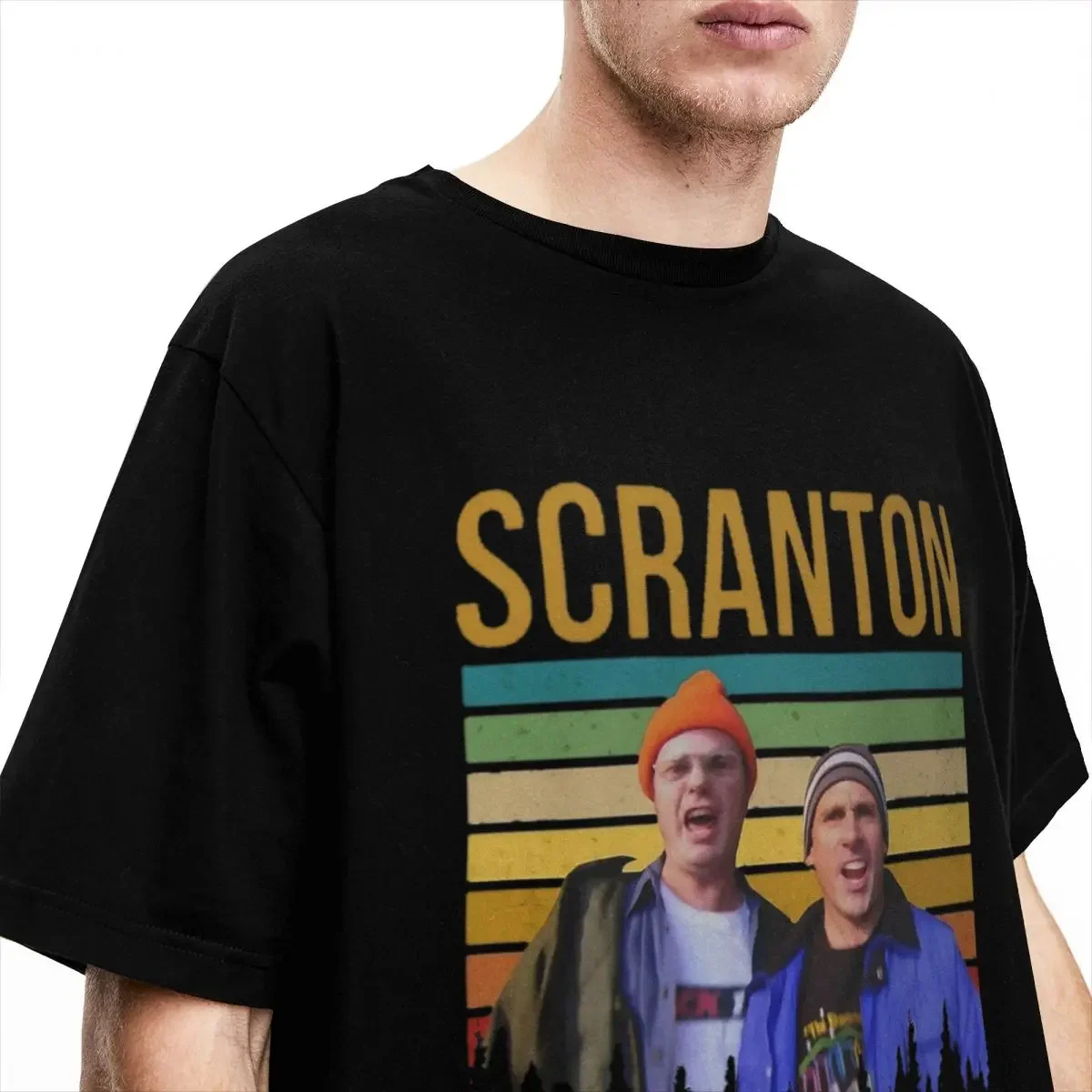 Men Women Shirts Scranton The Electric City Vintage Cotton Short Sleeve Dunder Mifflin Dwight T Shirt Crewneck Clothes Unique