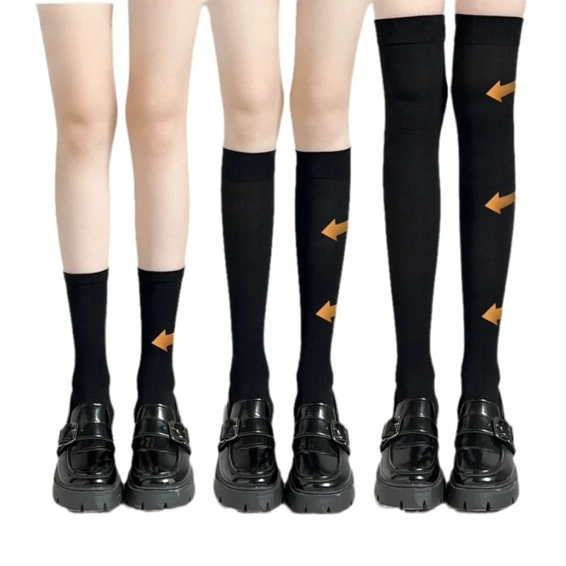 1/2 Pasang Kaus Kaki Panjang Di Atas Lutut Manis Kaus Kaki Betis Nilon Seksi Anak Perempuan Wanita Stoking Setinggi Paha Legging Celana Ketat Cosplay JK Lolita