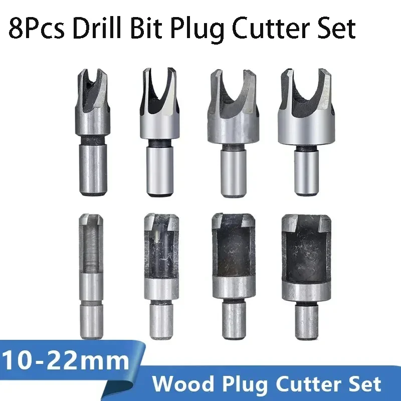 8pcs Wooden Plug Drill Woodworking Hole Opener Reaming Drill Bit Barrel/claw Type Round Wood Tenon Drill Bits Cutting Tool Set