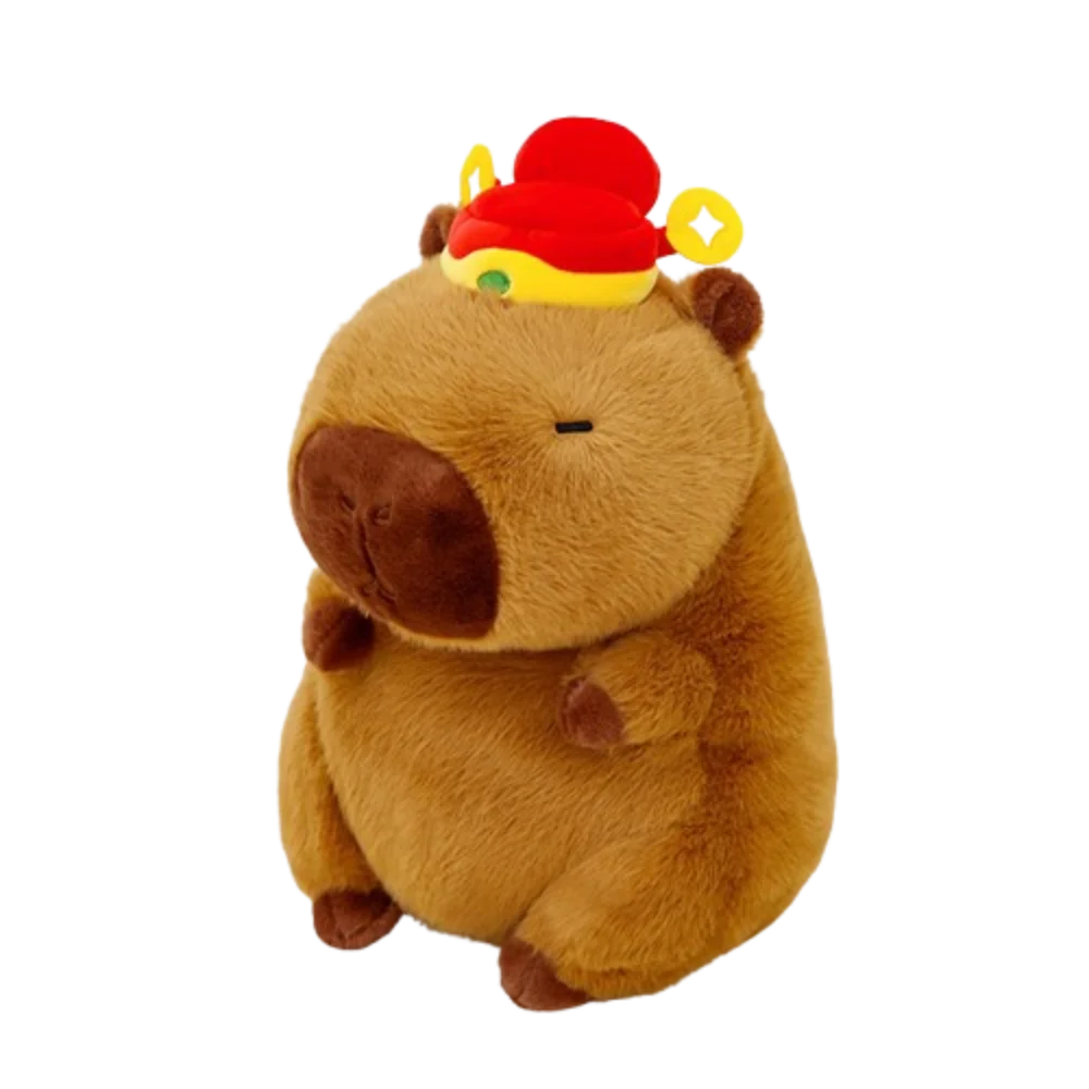 

Милая новогодняя плюшевая кукла капибара в стиле красного пакета, мягкая игрушка-имитация капибары, мягкая 33 см, мягкая кукла капибара, подарок на день рождения