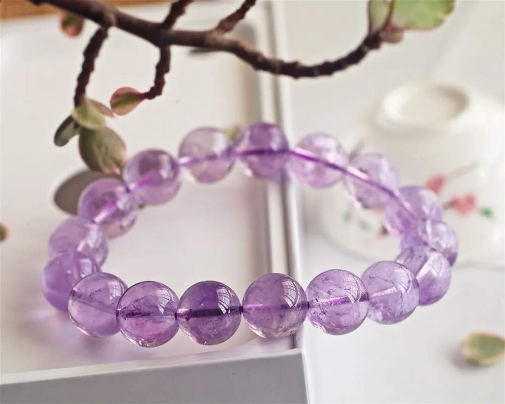 Natural Lavender Amethyst Quartz Crystal Bracelet Round Beads Woman Men Crystal Lavender Amethyst 8mm 10mm 12mm AAAAAA