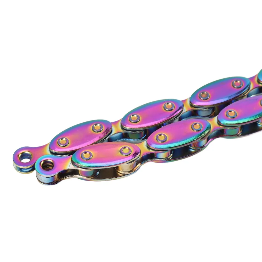 

Durable Rainbow Single Speed Bike Chain Rugby Manganese Steel Fixed Gear Chain 100 Links Cycling Chain Cycling Accessories