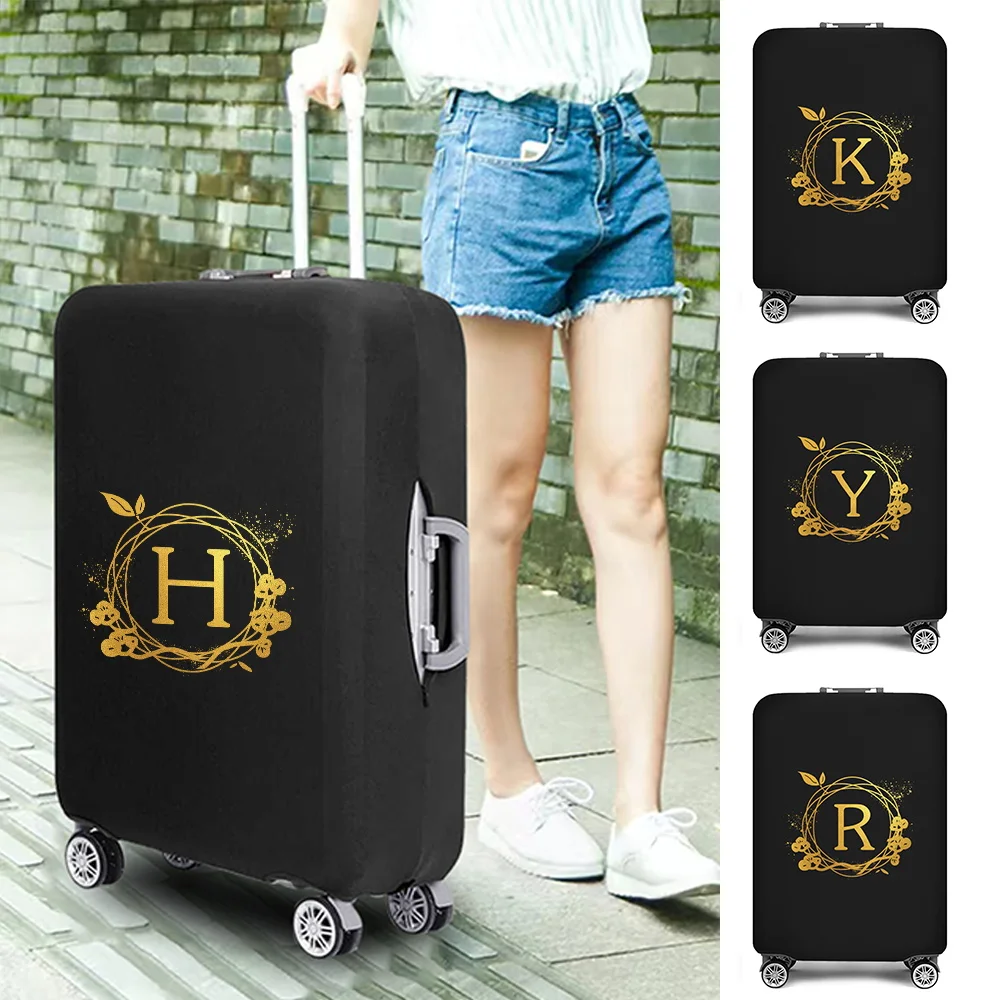 

Gold Letter Luggage Cover Protective Sheath Travel Suitcase Cover Elastic Dust Cases Fit 18 - 32 Inches Baggage Accessorie