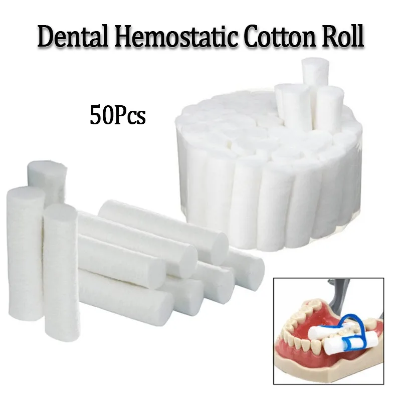 50Pcs Disposable Oral Hemostatic Cotton Rolls Highly Absorbent Cotton Rolls