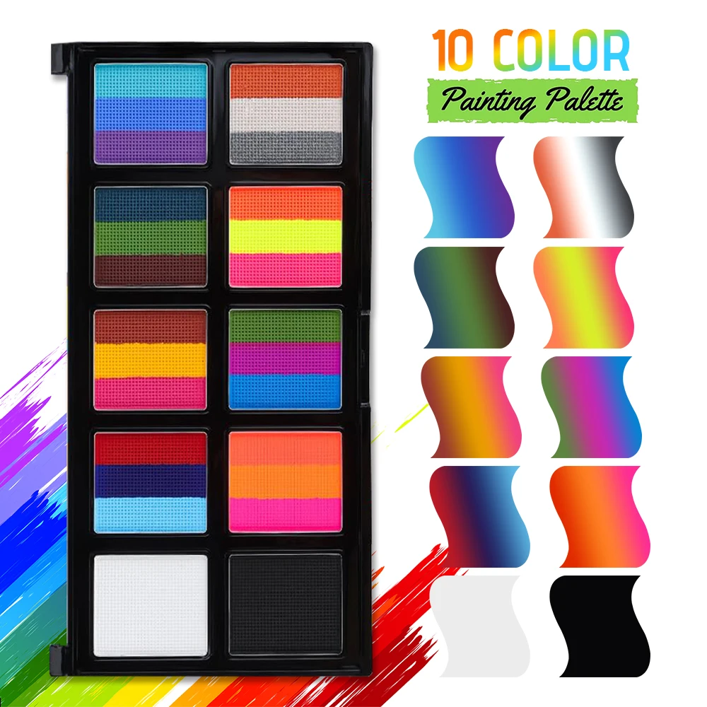 26 Colors Water Based Face Body Painting Palette UV Fluorescent Glow Paint Water Activated For Halloween Festival Stage Makeup