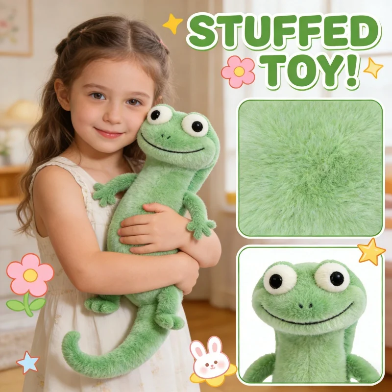 

Green Lizard Tom Simulation Animal Plush Doll Desktop Ornaments Bedhead Pillow Stuffed Plush Toy Soft Decoration Collect Gifts