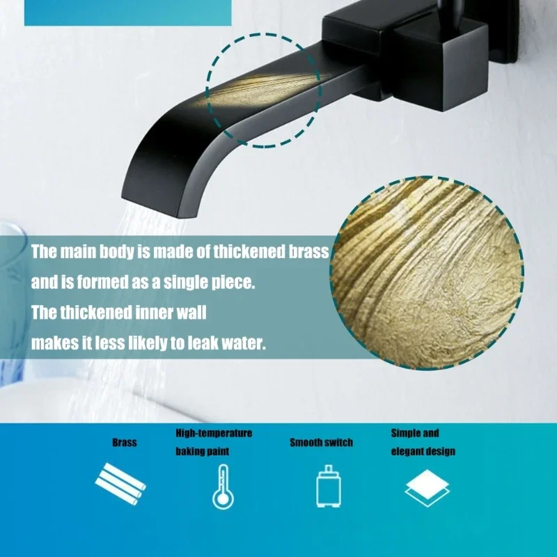 

Настенный медный смеситель с одной ручкой, простая установка, кран с термостойким покрытием для раковины в ванной, кухонной 87HA