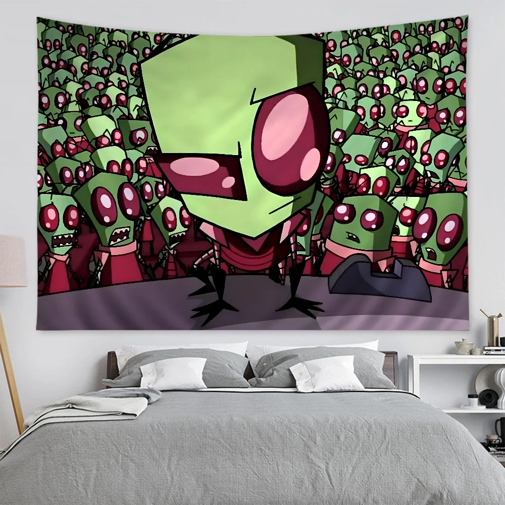 Invader Zim Cartoon Anime Wandteppich Hängende Tarot Hippie Wandteppiche Wohnheim Wandbehang Blätter
