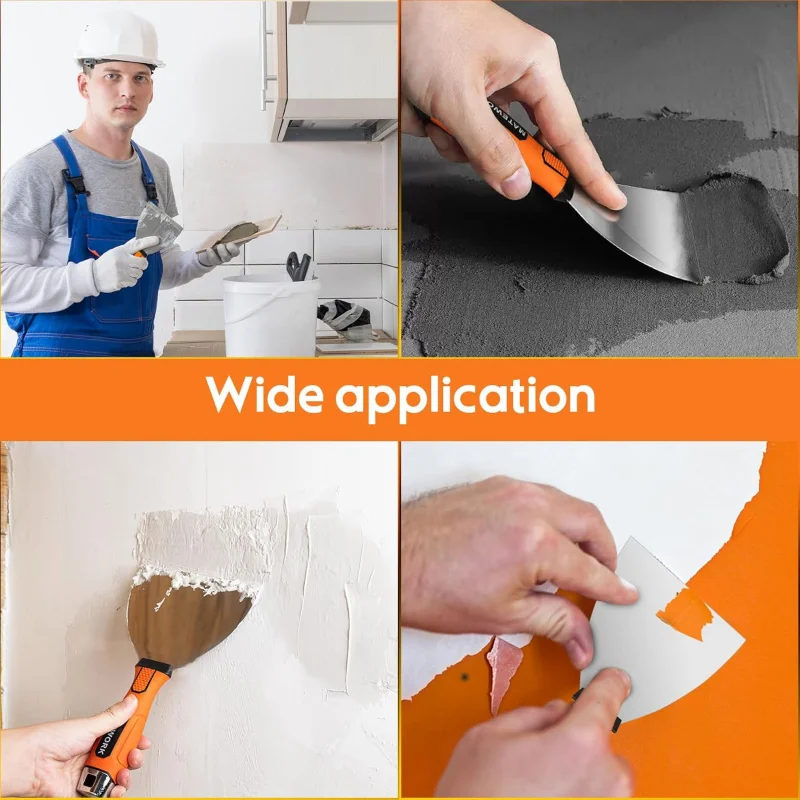 سكين ربط 4 بوصات، مكشطة معجون، قبضة مريحة مع عمل الحوائط الجافة بنهاية المطرقة #6