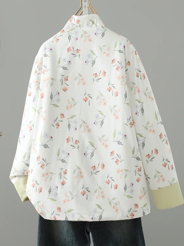 Nuovo cinese Sle Double-Face Wear Stampa floreale Cotone Jaet Donna Inverno Faionable Cotone imbottito Colletto alla coreana Tang Sui...