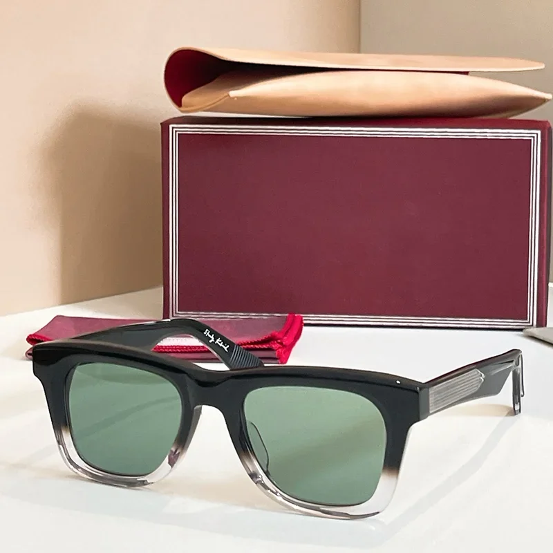 

SPACE ODYSSEY Men's High Street Patchwork Black Sunglasses 2025 Trendy Light Luxury Square Thick Acetate Solar Glasses for