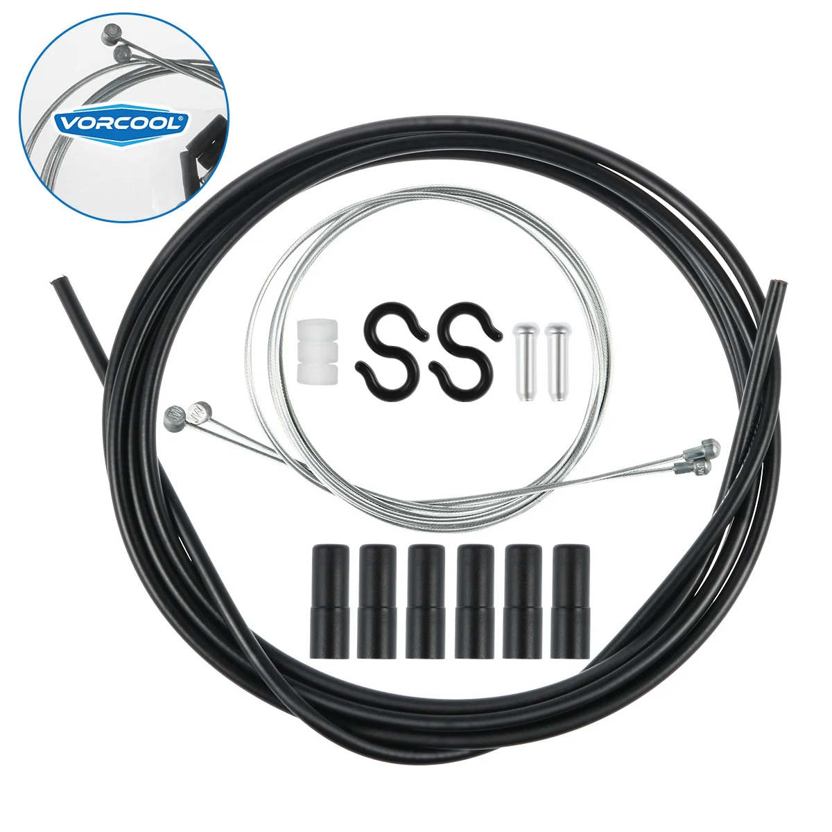 

1Set Universal Bike Brake Cable and Housing Set Black Metal Strong Slick Cable for Road Foldable Bicycle Front Rear Brake