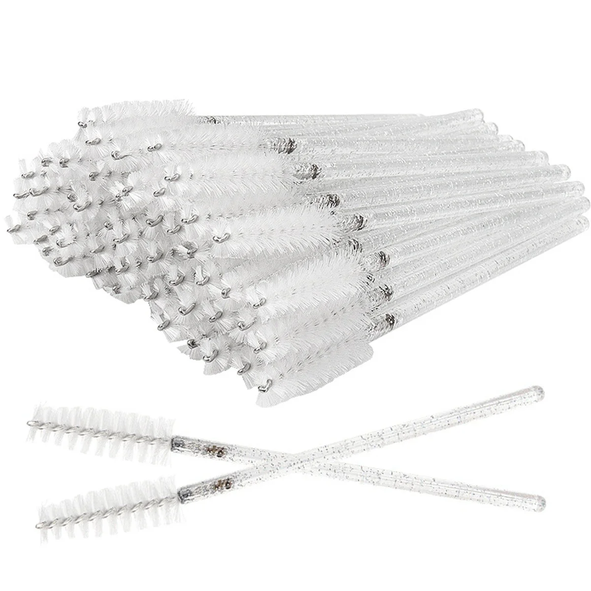 100 Pcs Crystal Eyelash Brush Disposable Mascara Wands Eyelash Extension Microbrush Eyebrow Applicator Makeup Brush