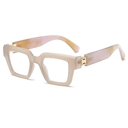 2024 New Fashion Square Eyeglass Frame Lens Large Frame Eyeglass Frame Trendy Optical Len Anti Blue Light Glasses