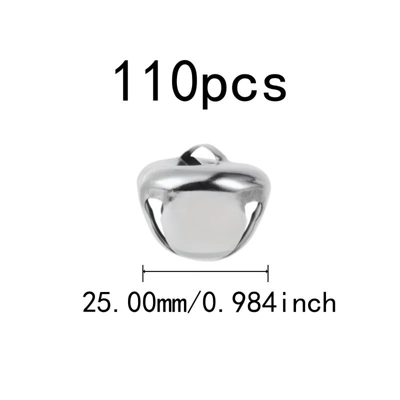 110 pcs 25mm Metal Craft Bells, Wedding Decoration, Metal Alloy Material, Cross Shape Design, Multipurpose, Silver