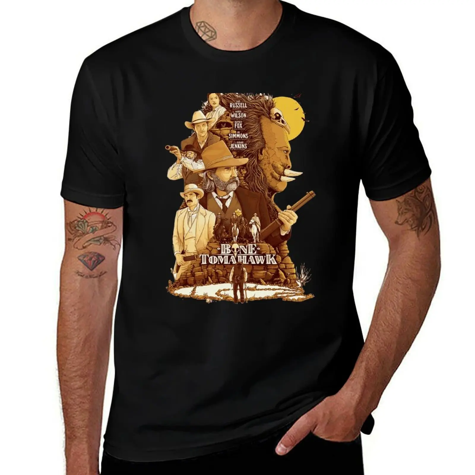 Bone Tomahawk Western Movie Artwork T-Shirt man t shirt cotton T-Shirt
