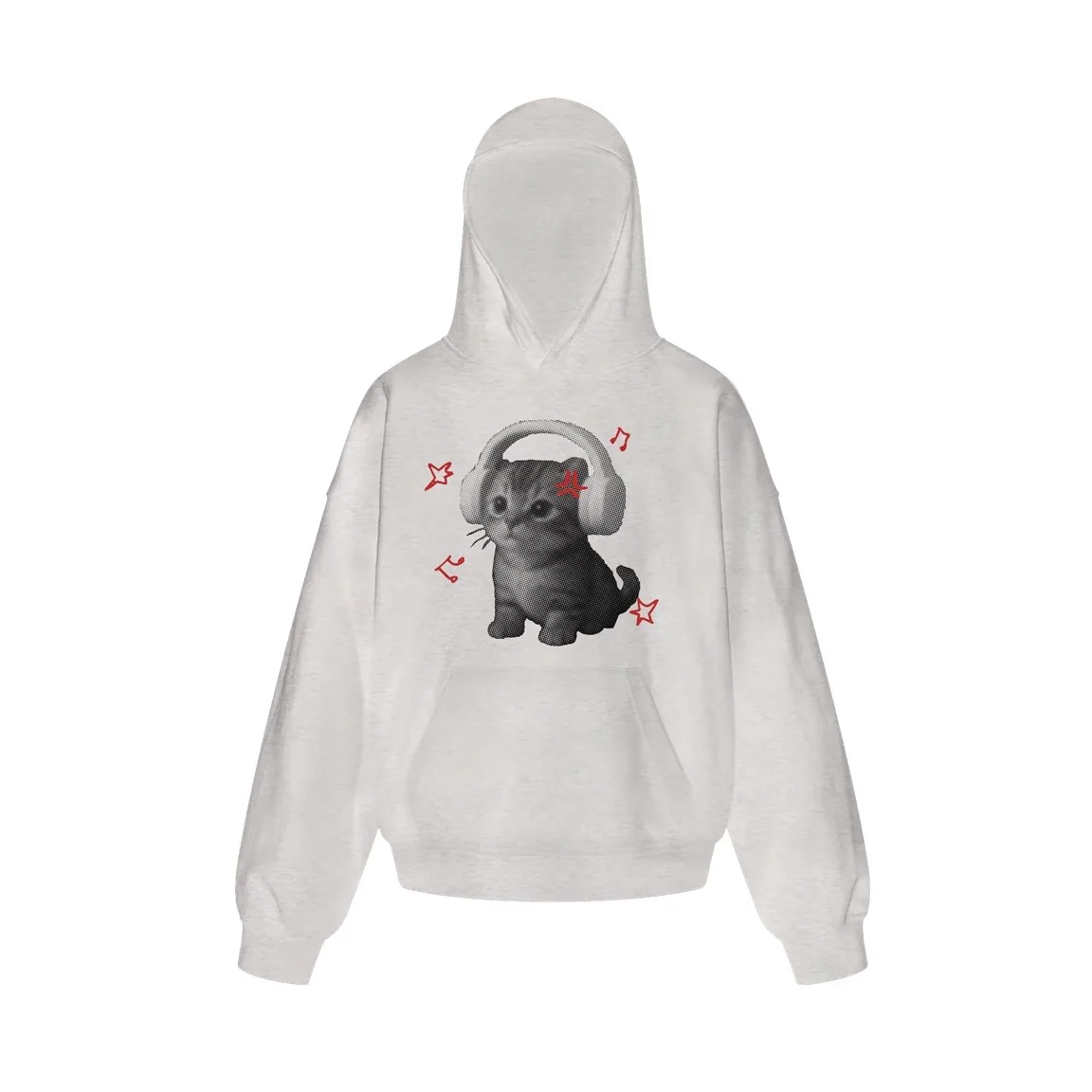 

Свитер с капюшоном и принтом «Котенок для прослушивания музыки», мужская и женская осенне-зимняя свободная повседневная куртка