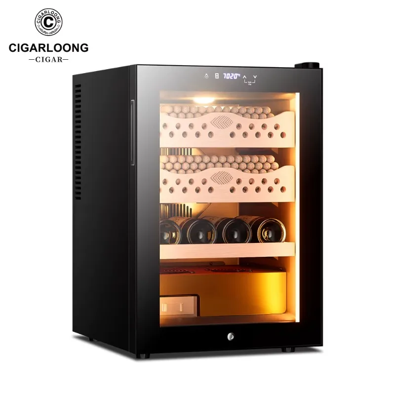 

CIGARLOONG Cigar Humidor Cooler Constant Temperature Control Humidity, 50L Cedar Wood Shelves Cigar Cabinet and Wine Cabinet