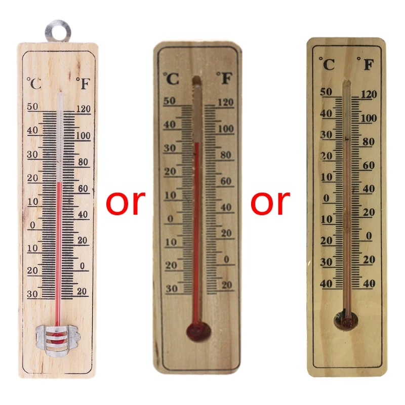 Wall Hang Thermometer Indoor Outdoor Garden House Garage Office Room Hung Logger -30~50℃/-20~120℉ wood color Wall hung