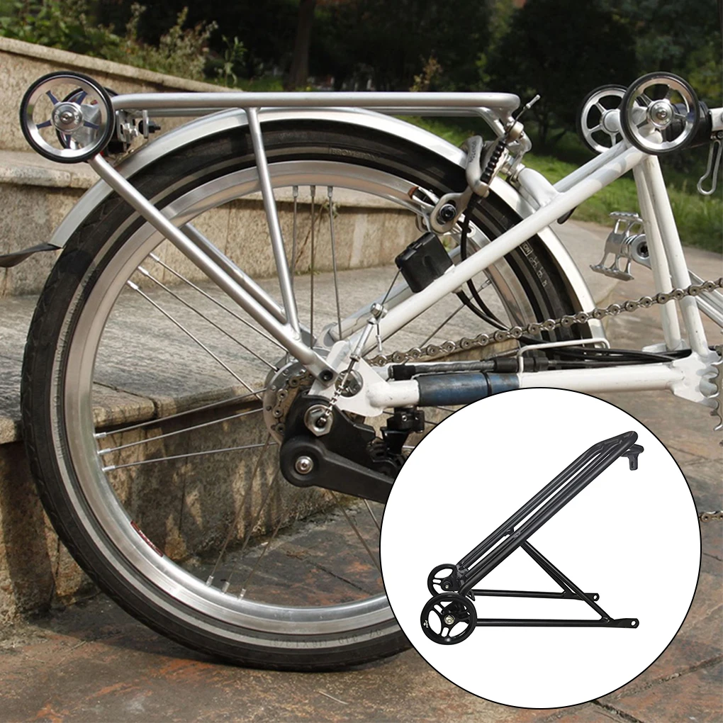 PODAY Foldable Bicycles Rear Shelf Racks with Wheels Riding Carrier image 6