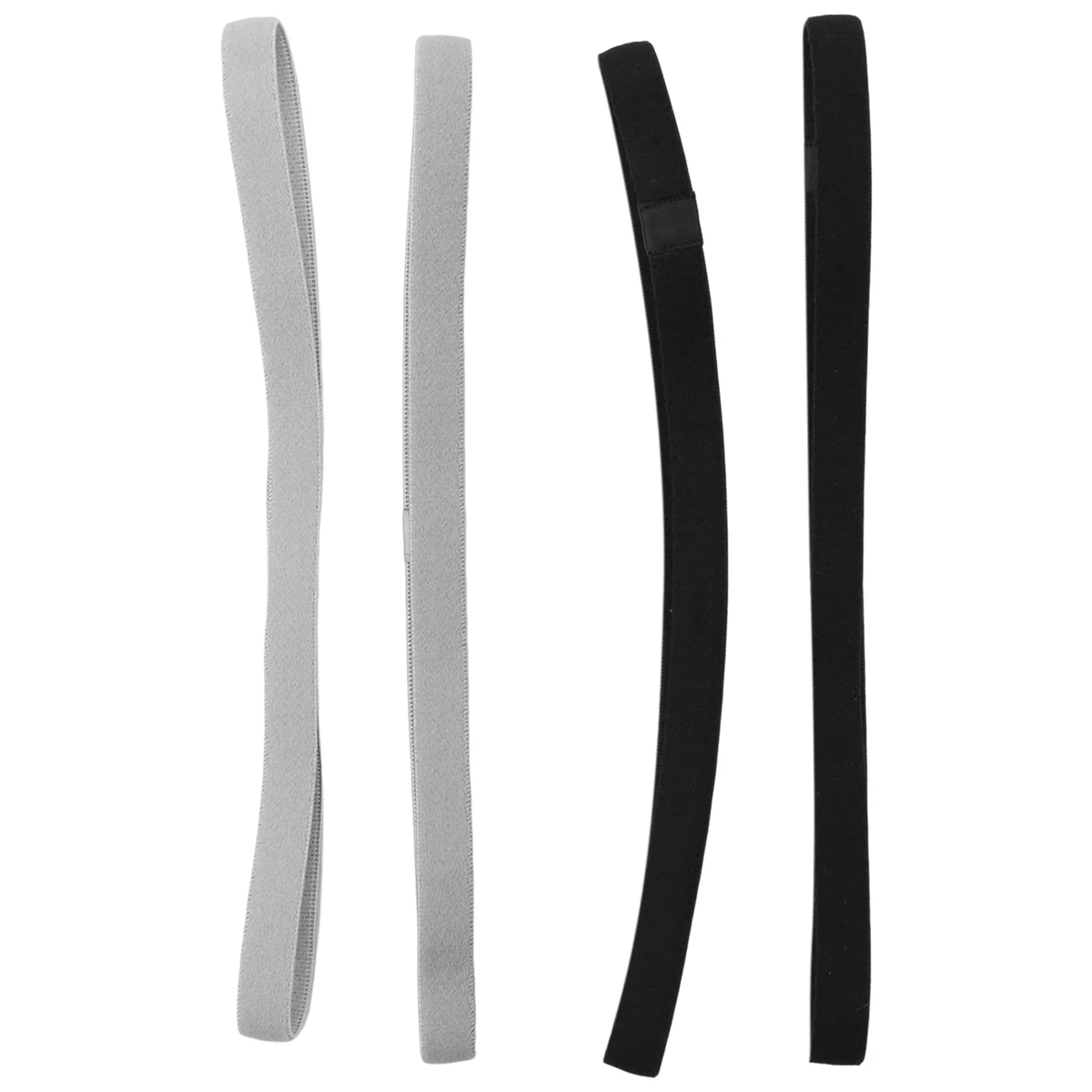 HHTL 4 Pcs Thick Non-Slip Elastic Sport Headbands Hair Headbands,Exercise Hair and Sweatbands for Women and Men(Black, Grey)