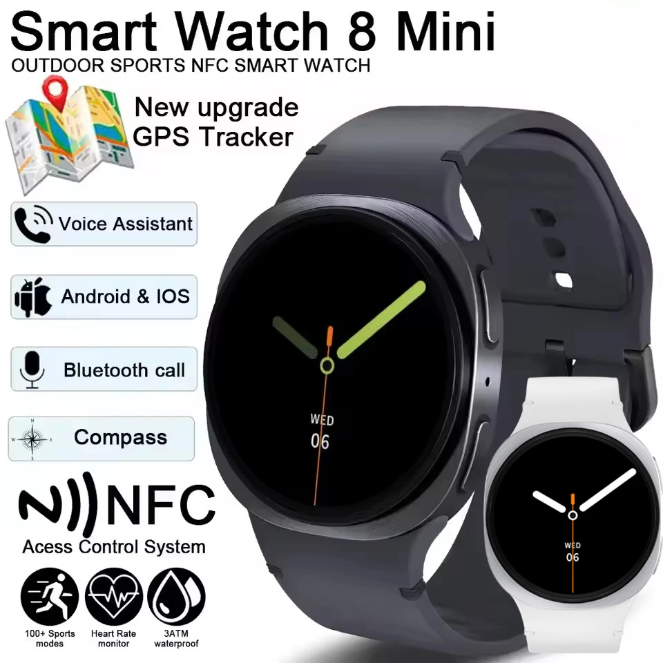 

New Original Watches 8 Mini GPS Track Smart Watch Men Health Sports AMOLED Heart Rate Bluetooth Call Waterproof Smartwatch Men