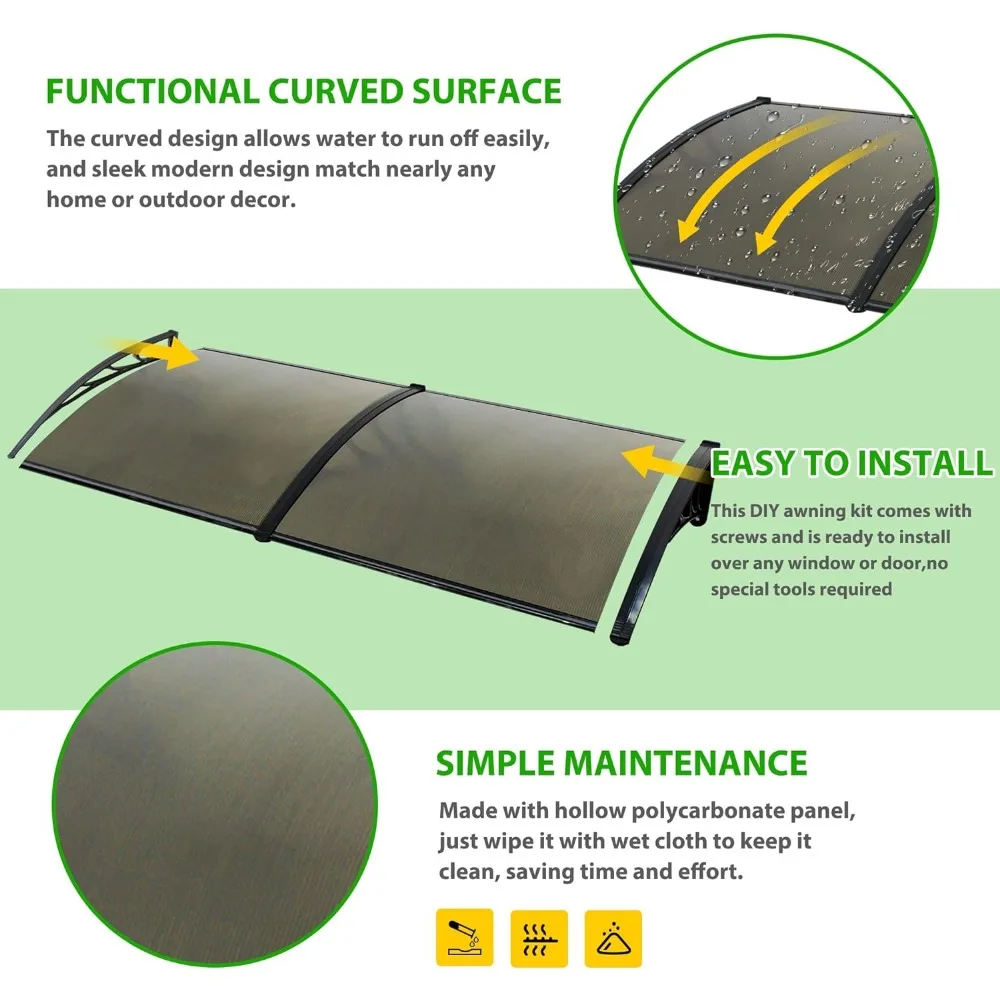 مظلة باب نافذة من البولي كربونات ، غطاء باب أمامي خارجي ، واقي شمس للفناء ، خيام مأوى خيمة سيارة من قماش القنب ، 40 بوصة × 80 بوصة