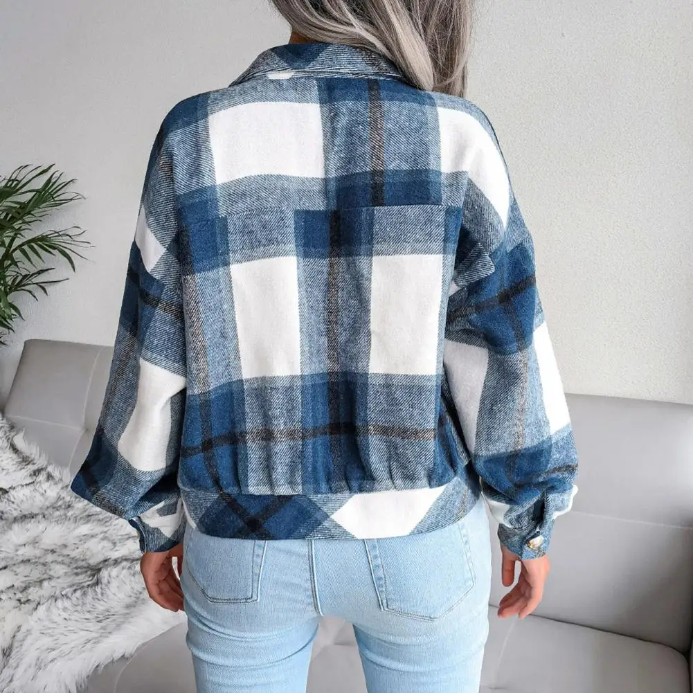 Casual Plaid Jacket Women Elegant Vintage Long Sleeve Coats Female Winter Loose Shirt Jackets Lady Stylish Chic Outerwear