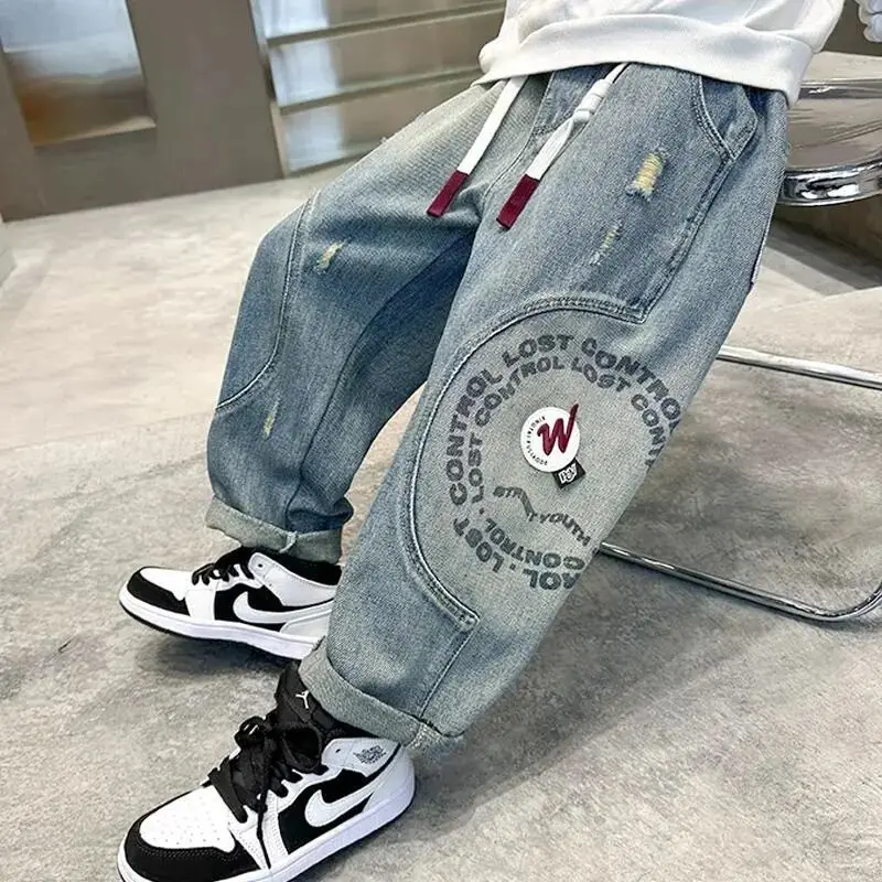 

Boys Casual Loose Pants Jeans for Spring Autumn New Styles Big Children's Comfortable Fashionable Boys' Trousers