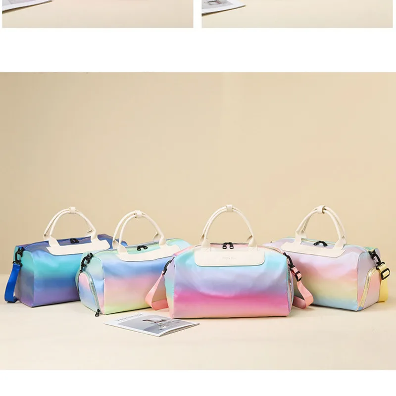 New Rainbow Gradient Sports For Outdoor Travel Dry Wet Separation Travel Duffel Bag Yoga And Fitness Bag