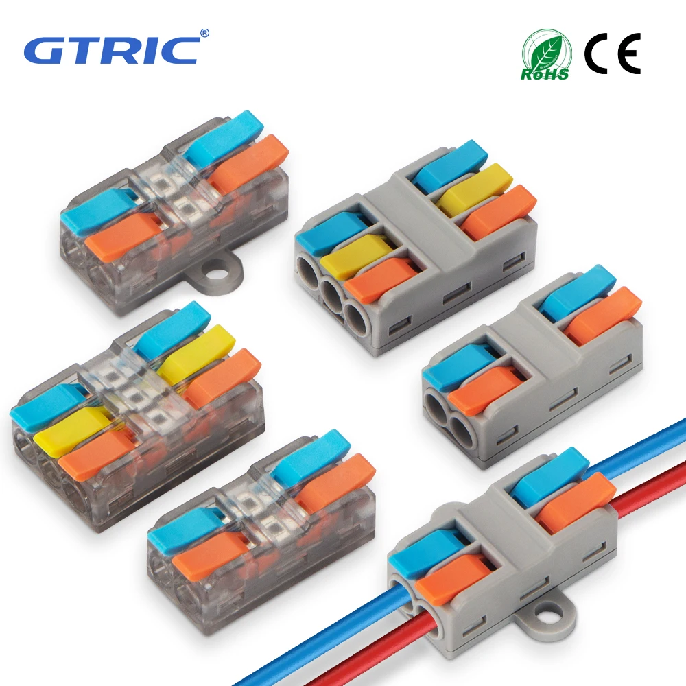 GTRIC Lever Wire Connectors 2/3 Way Mini Parallel Wire Connector 450V 32A Quick Wire Connector With Mounting Hole Terminal Block
