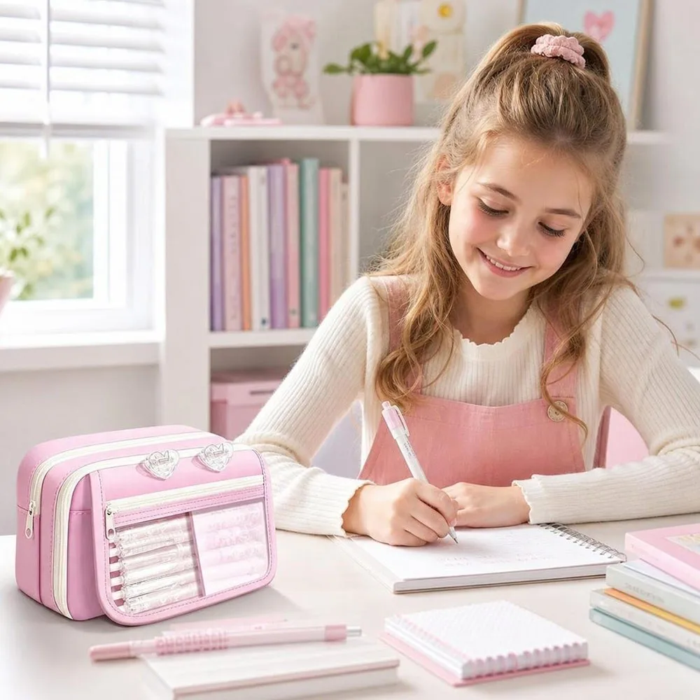 New Oxford Pencil Case Flip-Top Multi-Layer Pencil Pouch Large Capacity With Compartment Stationery Case for Students