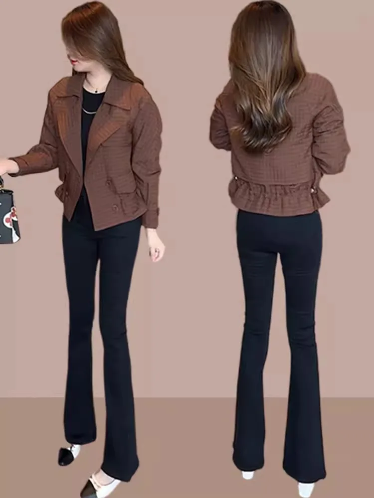 Retro Style Women's Short Coat Spring Autumn Fashion British Style Small Size Elegant Popular Korean Version Long Sleeve Slim...