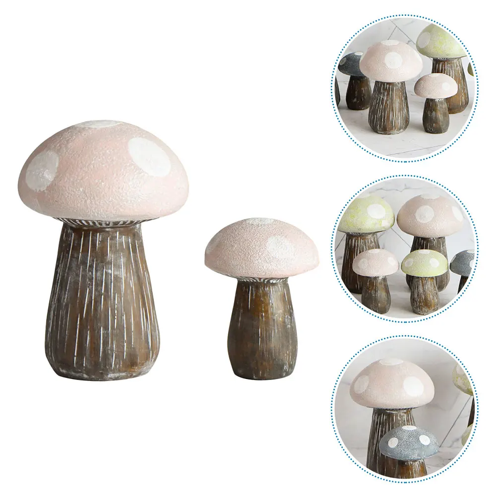 

2pcs Mushroom Decor Resin Garden Mushrooms Outdoor Decor Cute Figurines For Lawn Desktop Micro Landscape Ornament