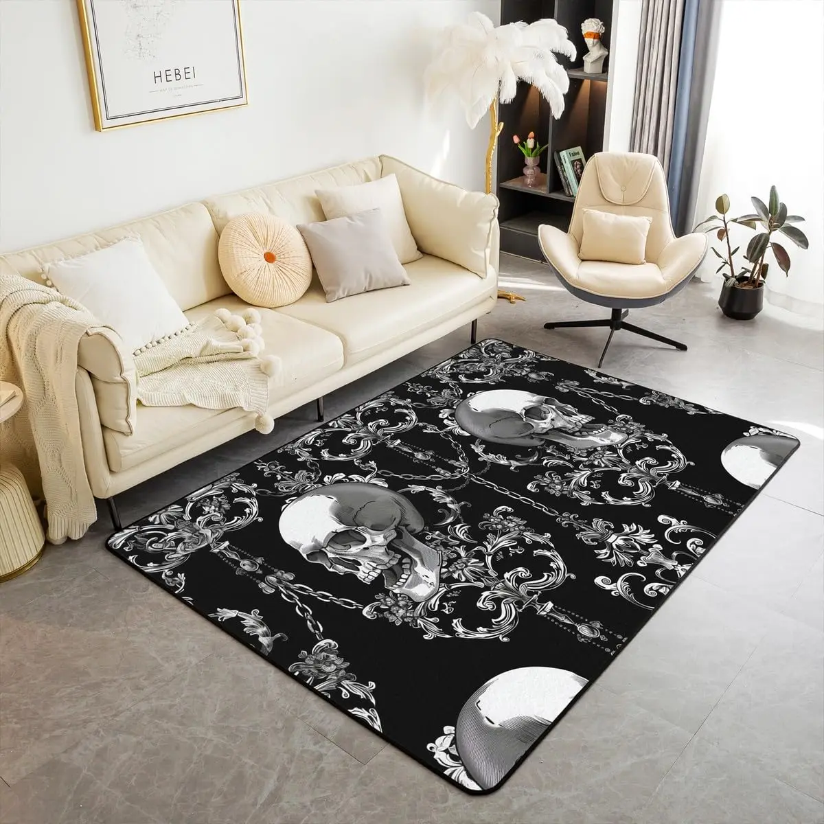 

VIKAMA Хэллоуин Готический Череп Фланелевой Ковер Гостиная Спальня Кухня Большой Ковер Ужасов Хэллоуин Украшения для Дома