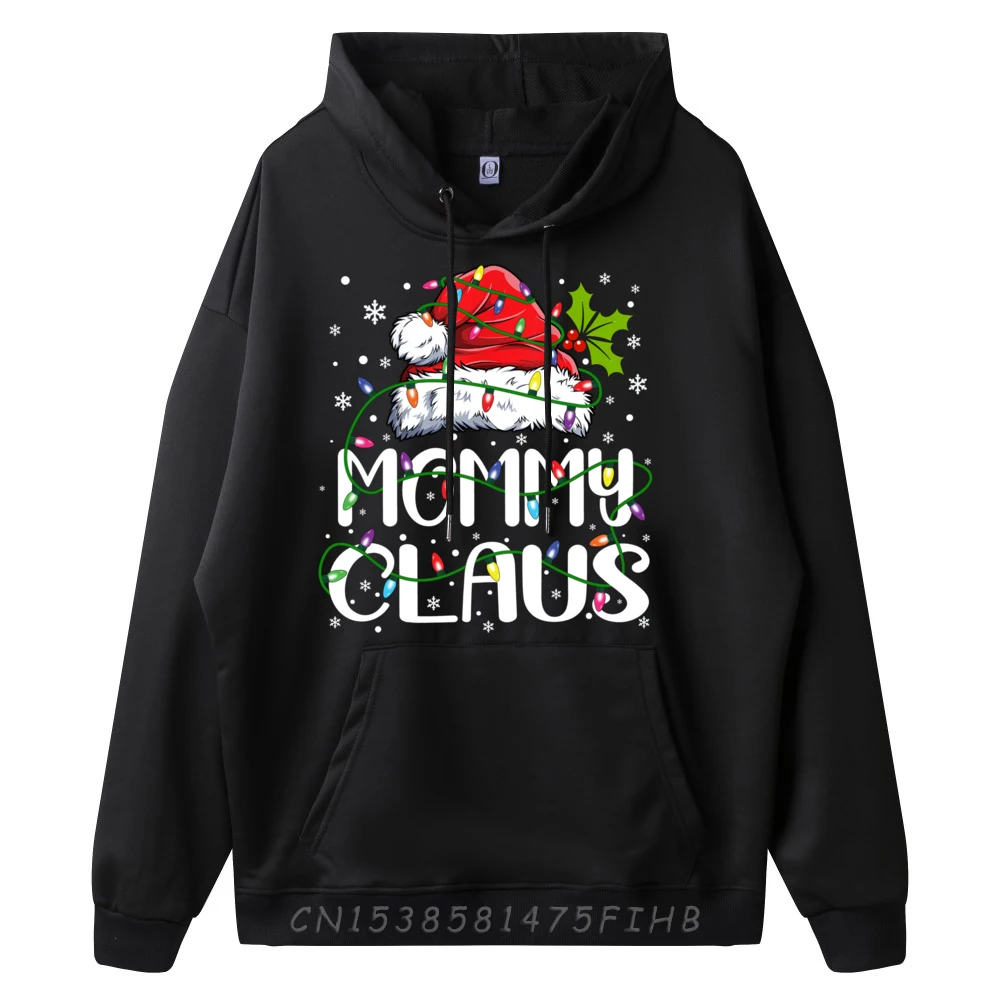 Mommy Claus Christmas Santa Hat Matching Family Xmas Lights Camisetas Men Clothes Man Sweatshirts