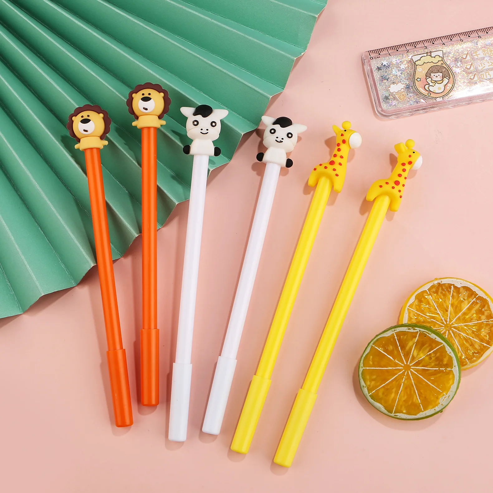 10Pcs/Lot Cute Cartoon Animal Gel Pen 0.5mm Black Ink Kawaii Lion Giraffe Pony Student Netural Pens School Stationery Supplies