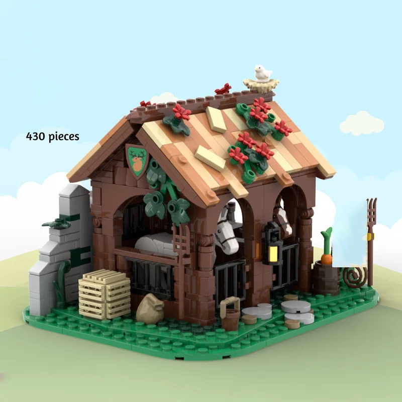 MOC building blocks toys Medieval Forester stable model Building Decoration model DIY creative children's toys Birthday gift Chr