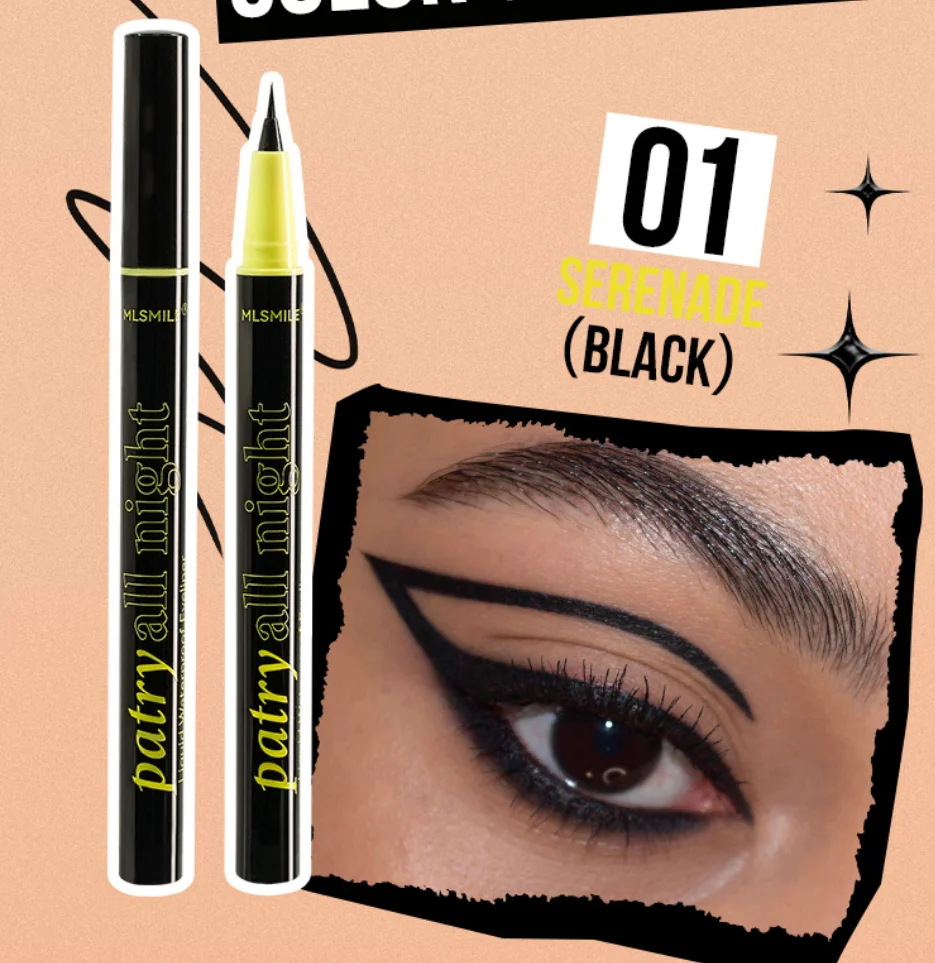 Lang anhaltendes Flüssig-Eyeliner-Set, 4-teilig, natürlicher Look, ultrafeine Spitze, Weiß, Schwarz, Tiefbraun, Metallic-Silber, Anfängerfreundlich