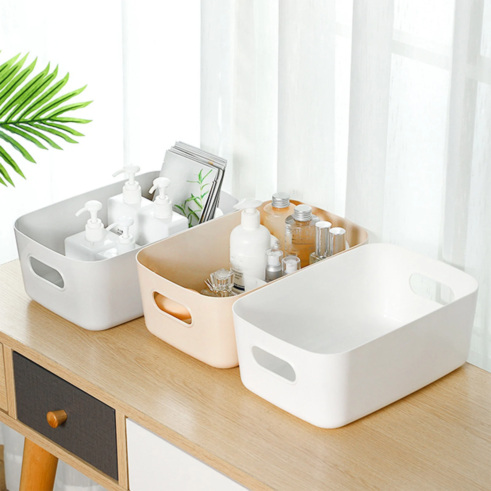 Desktop Cosmetics Storage Box Household Practical Kitchen Finishing Box for Stationery Toiletries Cosmetics