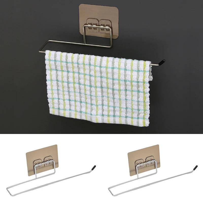 Kitchen Paper Roll Holder Bathroom Toilet Pape Storage Rack Towel Rack Cabinet Rag Hanging Holder Self-adhesive Kitchen Hook