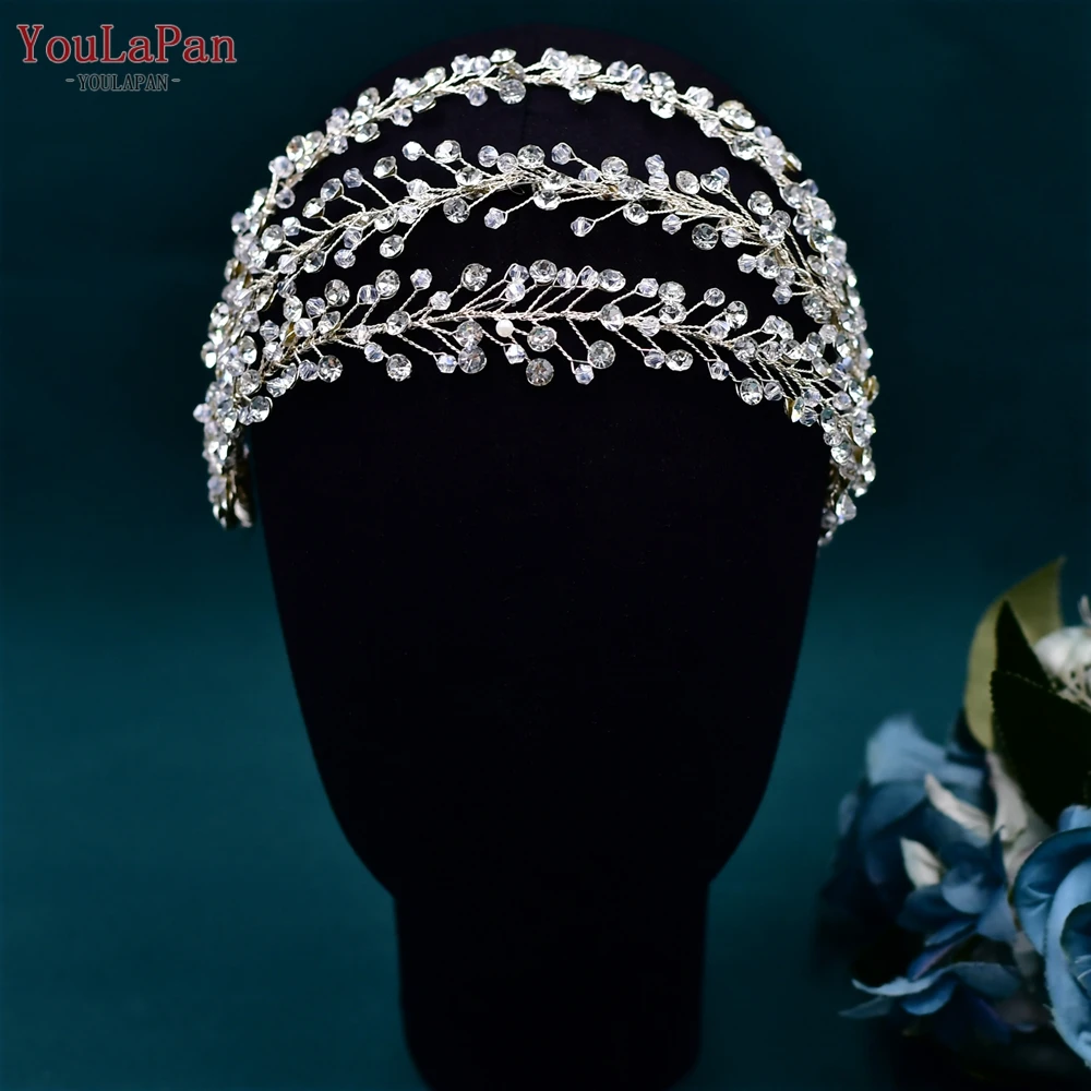 Topqueen Kleur Strass Bruids Bruiloft Haaraccessoires Handgemaakt Kristal Hoofddeksels Vrouw Partij Sieraden Decoratie Hp589