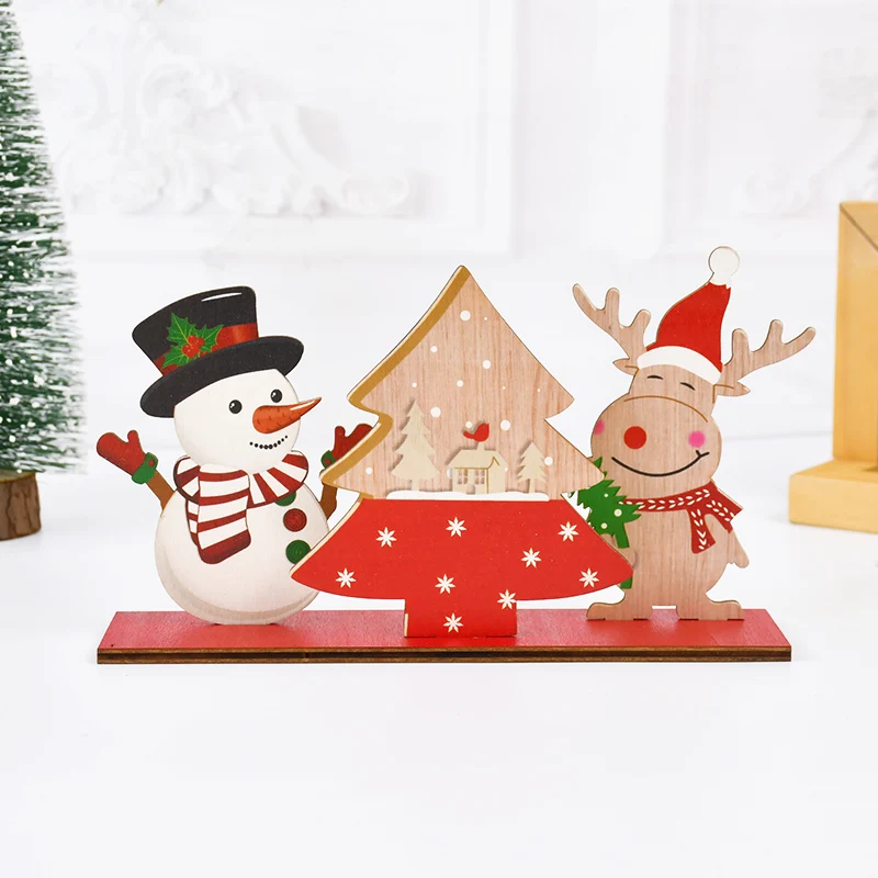 

Christmas Wooden Desktop Ornament Santa Claus Xmas Tree Snowman Plaque Christmas Decoration For Home 2025 New Year Noel Gift