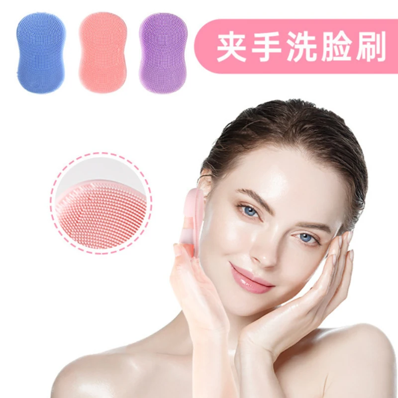 Zachte siliconen massage make-up remover gezichtsreiniger Draagbare gezichtsreinigingsborstel Mee-eterborstel Mini vinger gezichtswasborstel