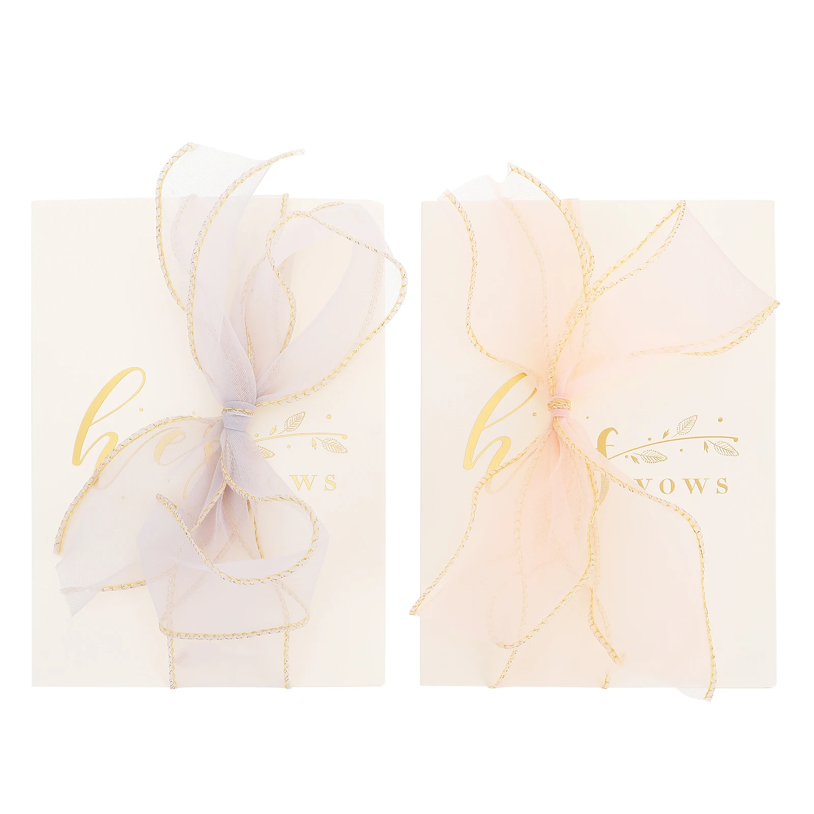 

2Pcs Wedding Vows Cards Oath Hand Declaration Book Bow Ribbon Elegant Eco Friendly Birthday Party Banquet Anniversary Photo Prop