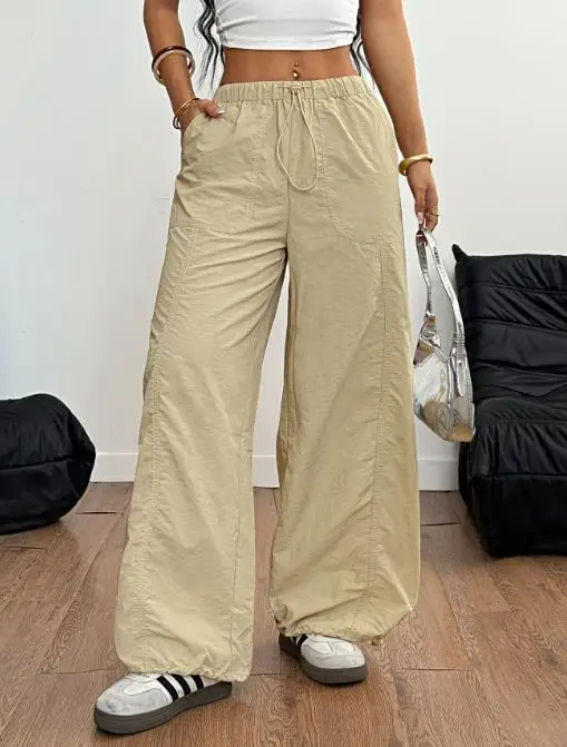 

2025 Autumn/Winter New Women's Fashion Casual Solid Color Pocket Straight Pants Women's Wear