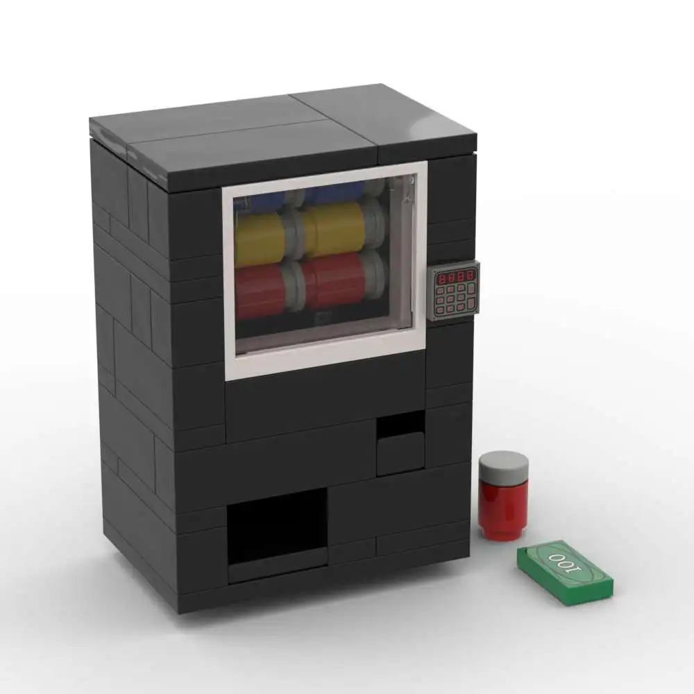 MOC Building Block Model Ornament, Blockman City Daily Necessities Beverage Vending Machine, Mall Street Beverage Machine Model