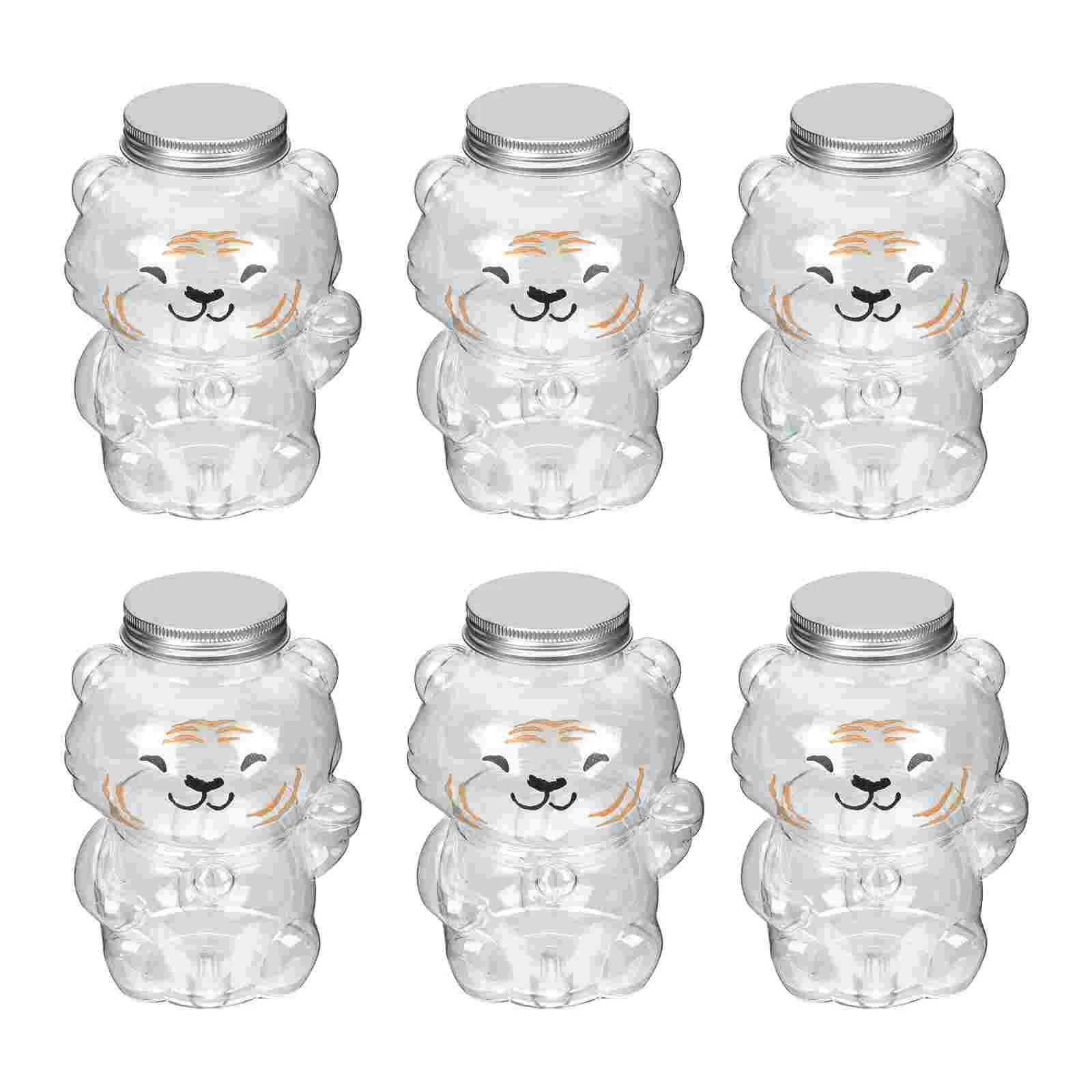 6 Pcs Cold Milk Tea Bottle Plastic Beverage Containers Juice Bottles Adorable Empty 16 Oz with Caps Transparent Water Storage